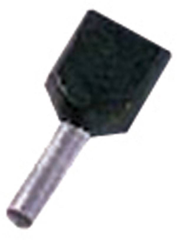 Eine Nahaufnahme eines kleinen schwarzen quadratischen Objekts, das an einer Metallstange befestigt ist, möglicherweise Teil eines Werkzeugs oder Geräts.