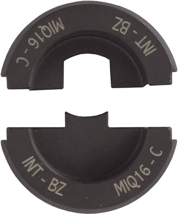 Kreisförmige industrielle Werkzeugkomponenten, in zwei Hälften geteilt, gekennzeichnet mit 'MIQ16-C', 'INT-BZ', wahrscheinlich für Montage- oder Anpassungszwecke.