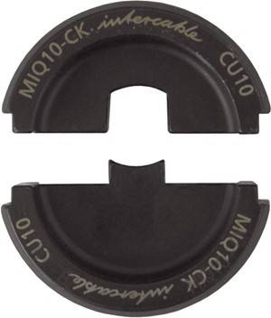 Zwei schwarze, halbmondförmige magnetische Klammern mit den Bezeichnungen 'MIQ10-CK' und 'CU10', die zum Befestigen von Gegenständen verwendet werden.