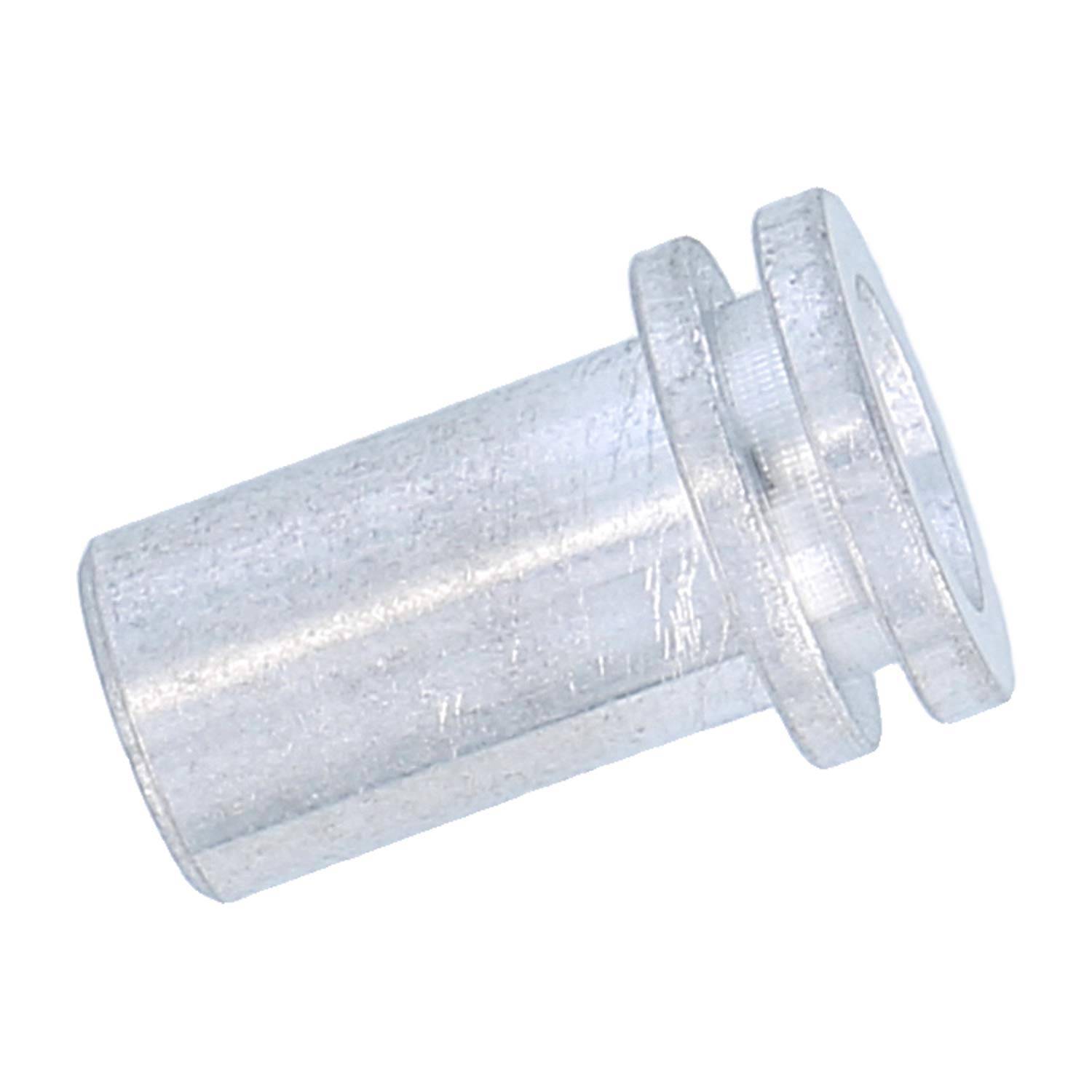 Ein Metallstift mit Flansch, konzipiert für sichere mechanische Verbindungen, vor einem einfarbigen Hintergrund dargestellt.