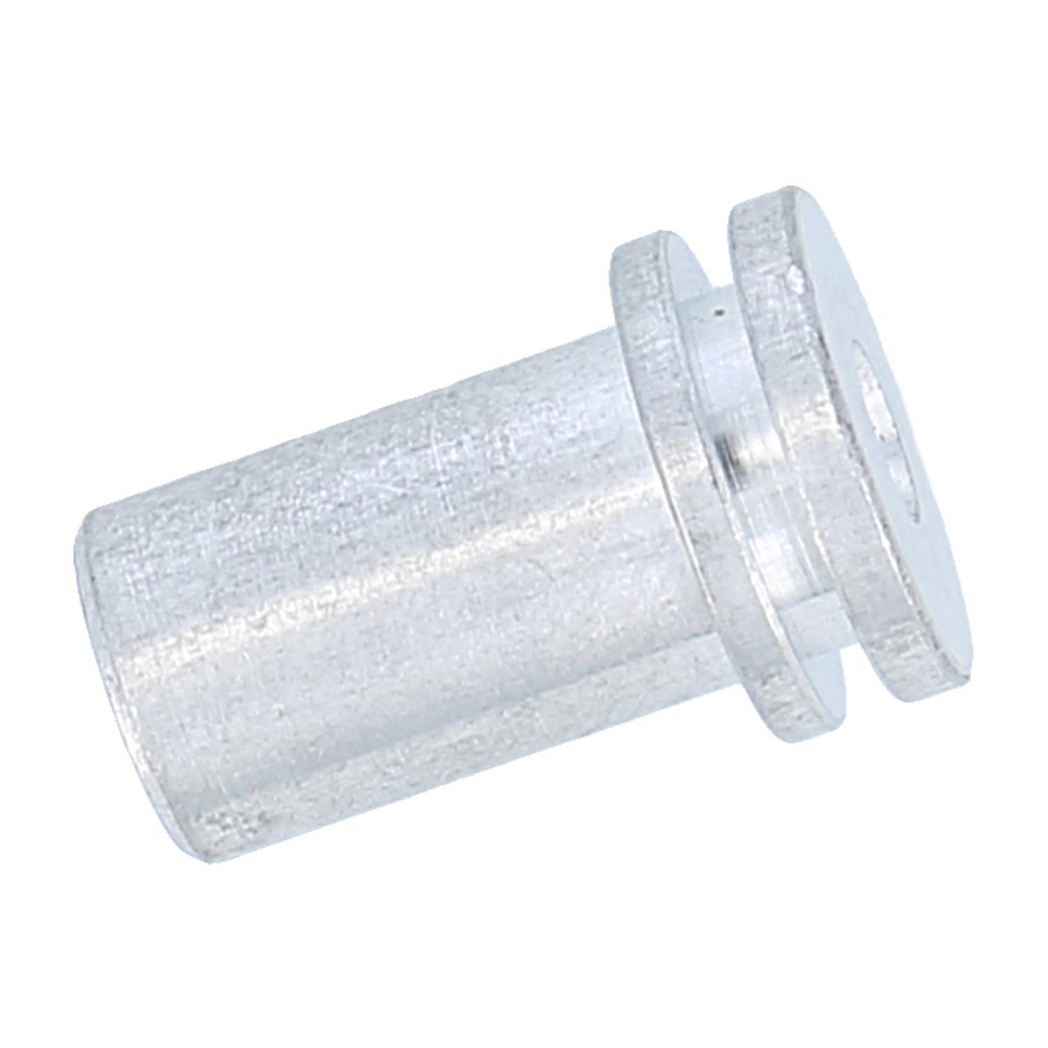 Eine metallische zylindrische Komponente mit einem Flansch in Nähe der Oberseite, verwendet in Hardware- oder mechanischen Baugruppen.