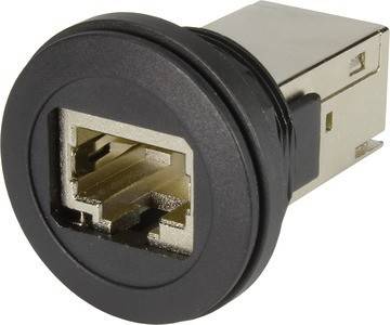 Ein Metall-USB-zu-Ethernet-Adapter zeigt einen USB-Anschluss auf der einen Seite und einen Ethernet-Port auf der anderen Seite und wird für Netzwerkverbindungen verwendet.
