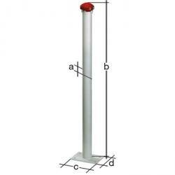 Absperrpfosten Standard GAH-Alberts - Stahl weiß - zum Einbetonieren - 1400 mm - mit 2 Ösen