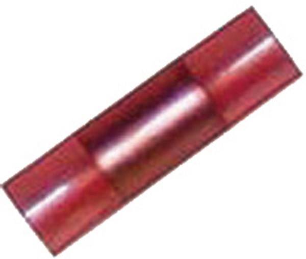 Eine transparente, zylindrische rote Röhre mit glänzender Oberfläche, vermutlich ein kleines Plastik- oder Glasobjekt, die vor einem weißen Hintergrund gezeigt wird.