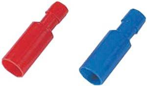 Ein roter Marker ohne Kappe liegt neben einer blauen Markierungskappe auf einem weißen Hintergrund.