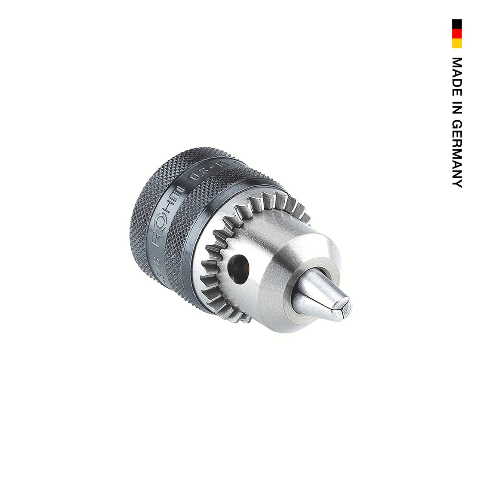 Ein Metallbohrfutter mit Zahnbacken und Kegelbefestigung, mit der Bezeichnung 