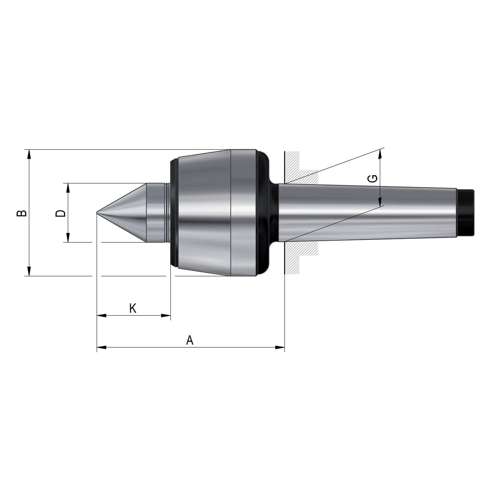 Röhm Mitlaufende Zentrierspitzen - Spitzenwinkel 60°, Aufnahme Metr. 80 - 093440