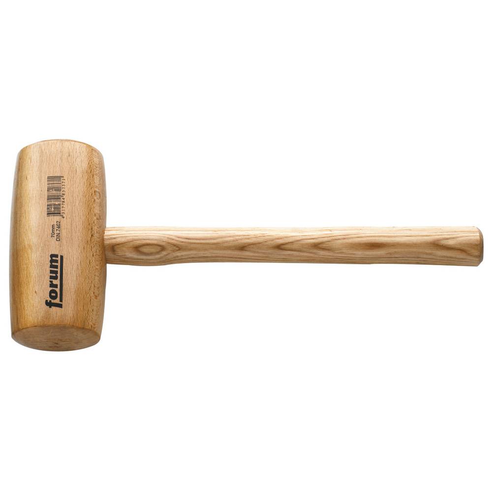 Ein Holzhammer mit einem abgerundeten Kopf und einem glatten Griff, mit der Bezeichnung 