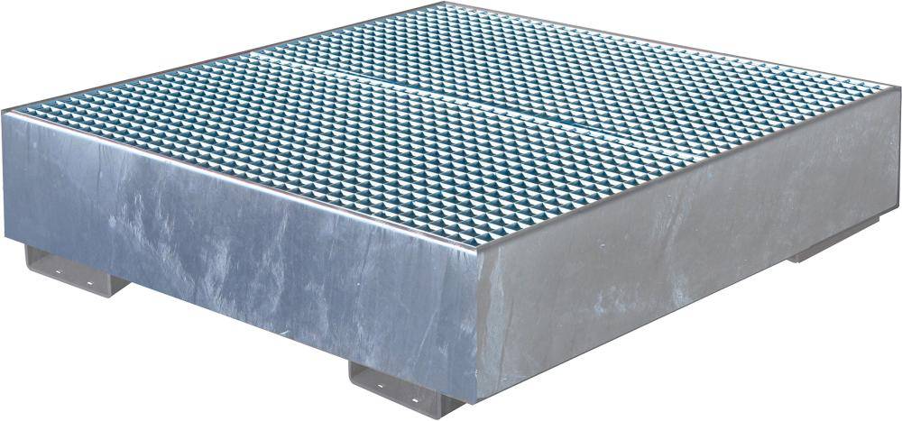 Auffangwanne mit geraden Wänden mit Gitterrost, 300 ltr. 1230x1230x360mm,verz. - Artikel: 7830103091