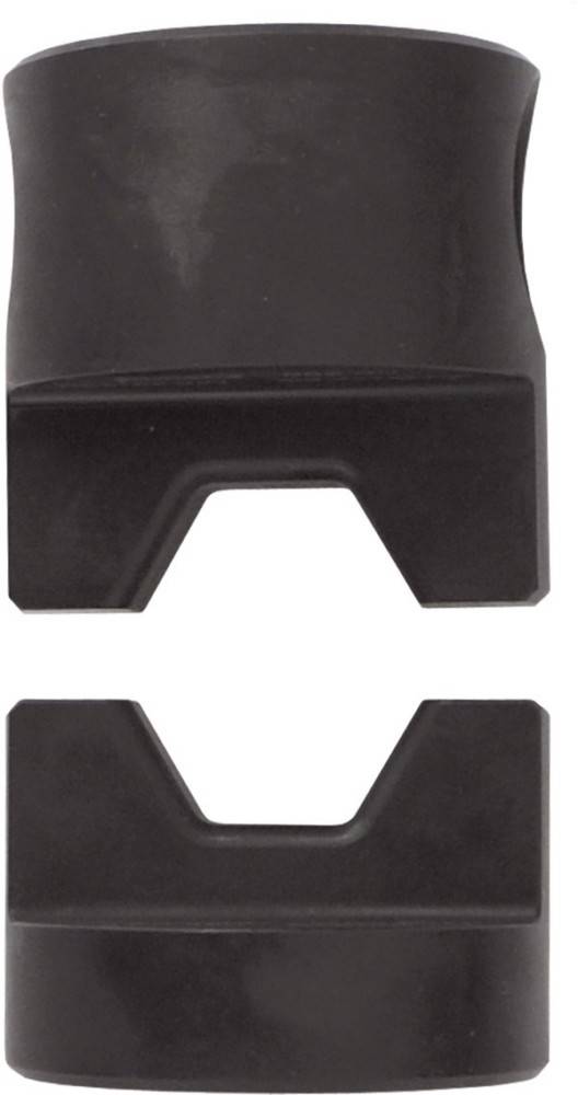 Ein schwarzes Objekt mit einer U-förmigen Aussparung, von oben betrachtet.