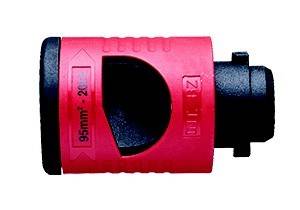 Roter Kabelstecker mit schwarzem Griffbereich, beschriftet mit 95mm² - 200°