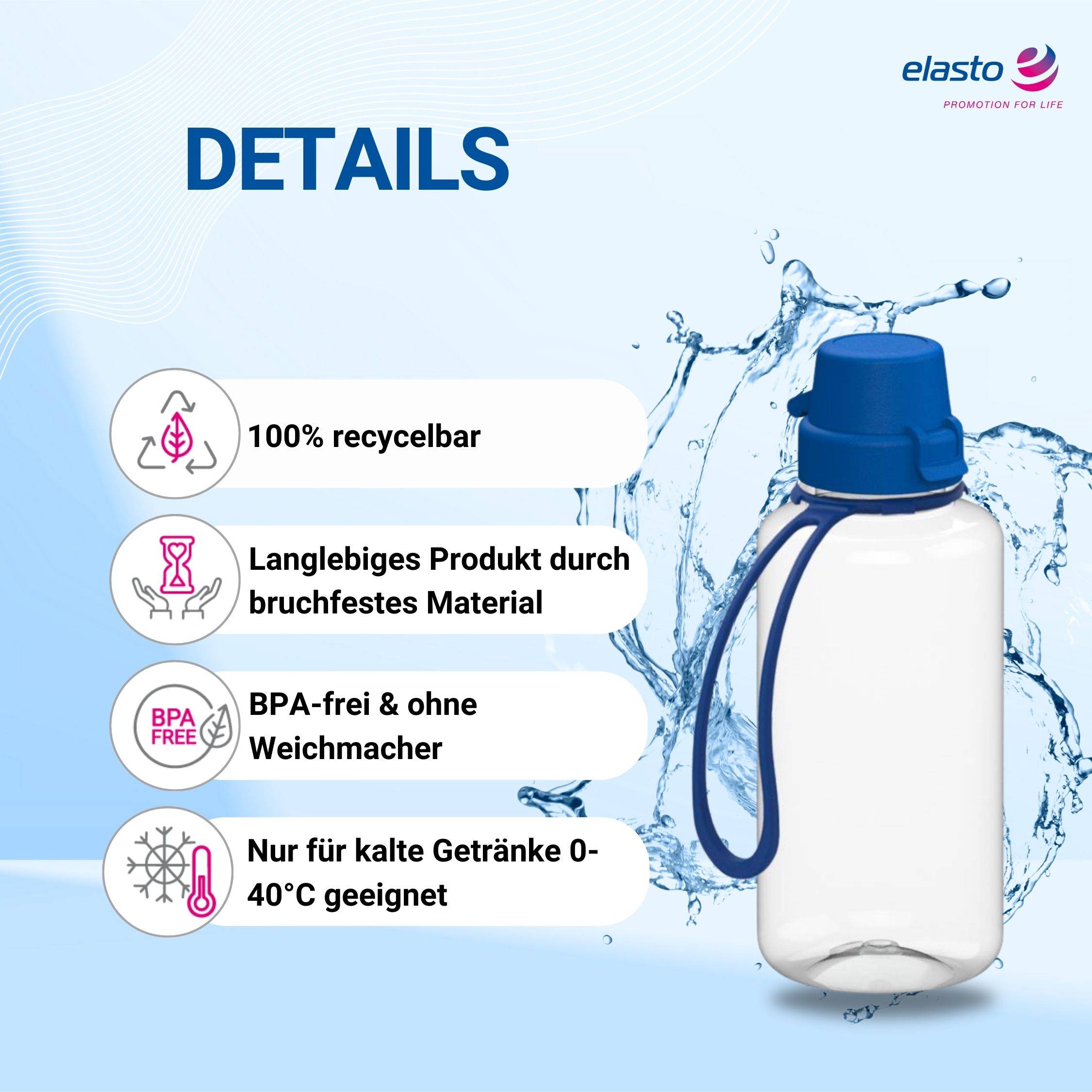 0,7 L Wasserflasche "School" Tritanflasche mit Trägerband