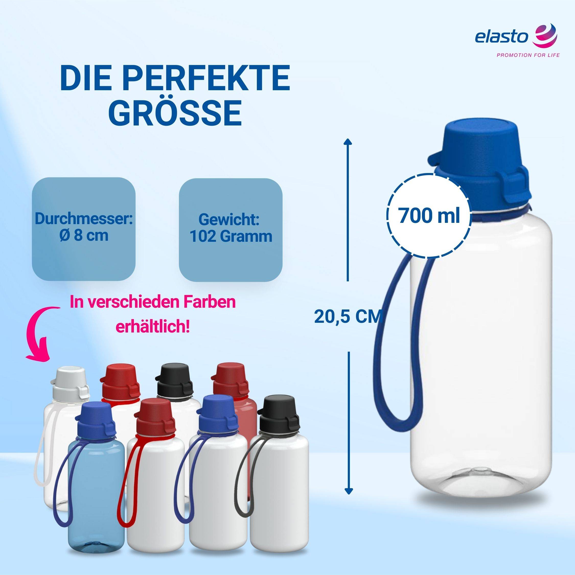 0,7 L Wasserflasche "School" Tritanflasche mit Trägerband