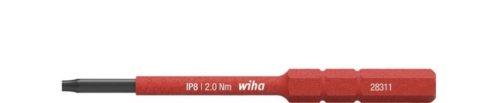 Roter Wiha Schraubendrehergriff mit schwarzem Schaft, beschriftet mit 