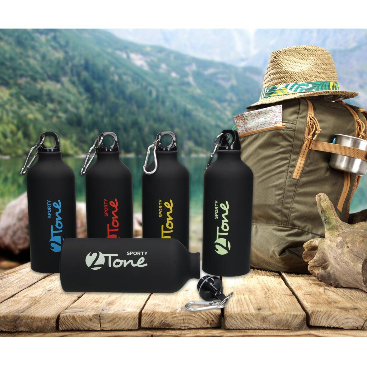 600 ml Wasserflasche To Go "Sporty-2Tone" aus Aluminium