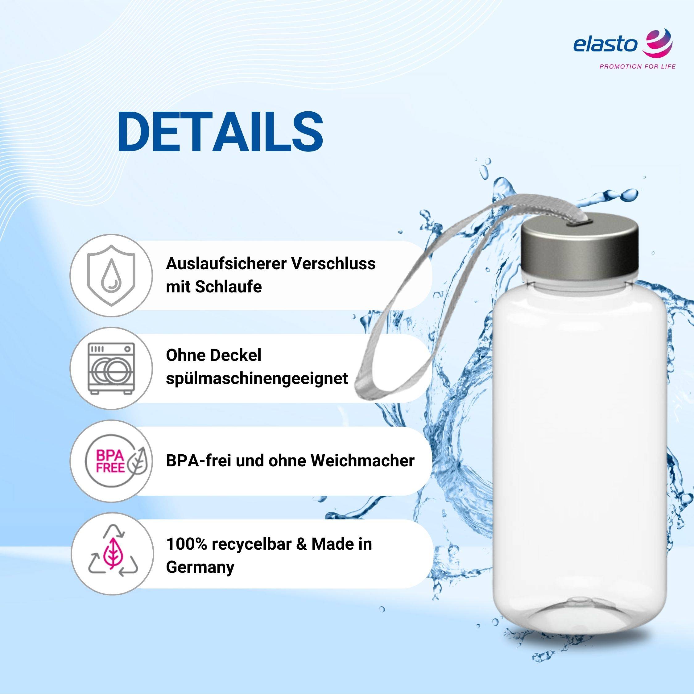 0,4 L Wasserflasche "Pure" Tritanflasche mit Trägerband