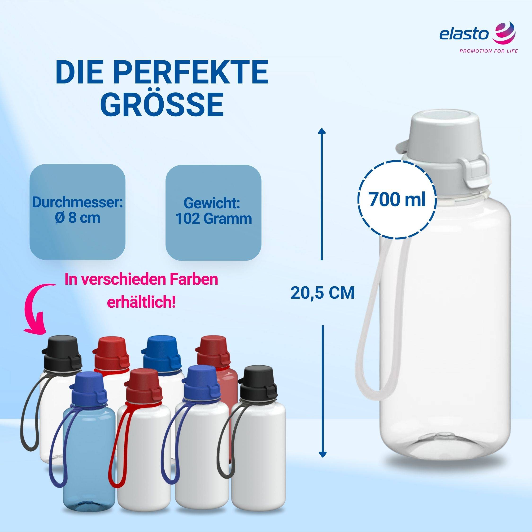 0,7 L Wasserflasche "School" Tritanflasche mit Trägerband