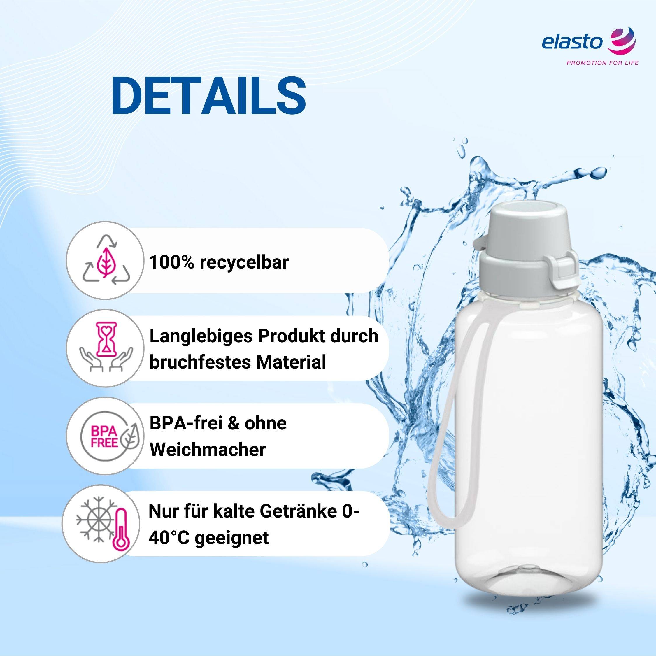 0,7 L Wasserflasche "School" Tritanflasche mit Trägerband