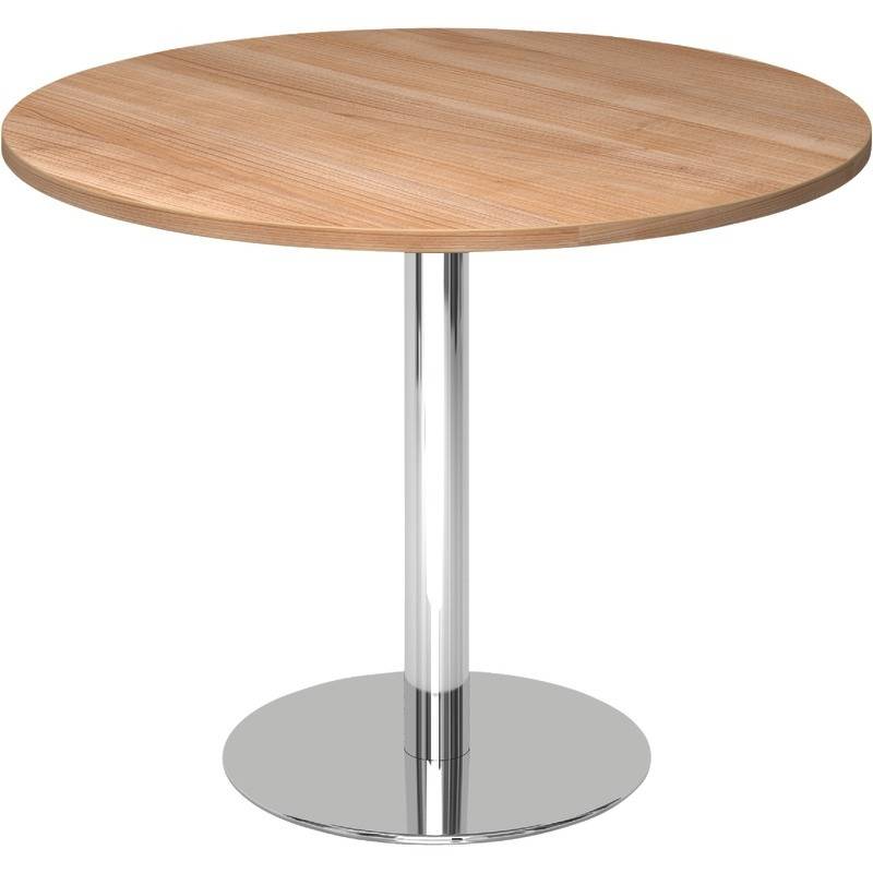 HAMMERBACHER Besprechungstisch MEETING, rund, Ø 1.000 mm, Säulenfuß verchromt, Nussbaum-Dekor