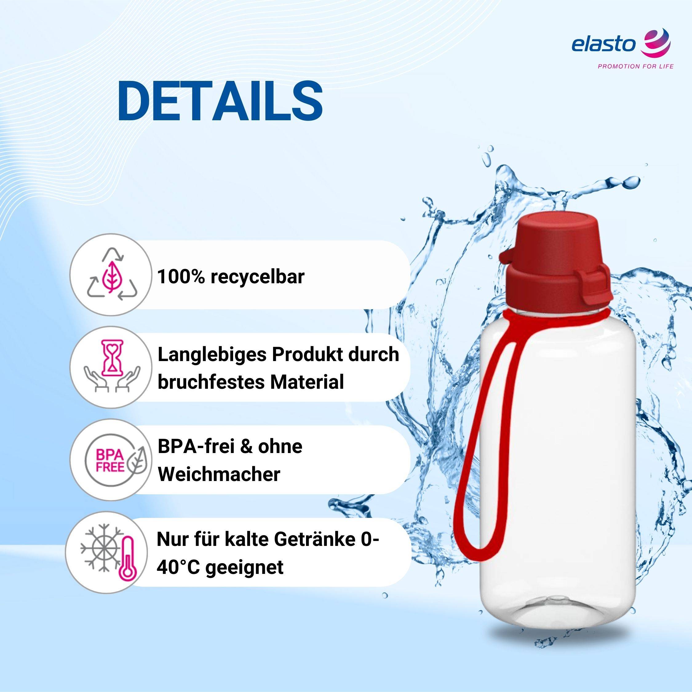 0,7 L Wasserflasche "School" Tritanflasche mit Trägerband