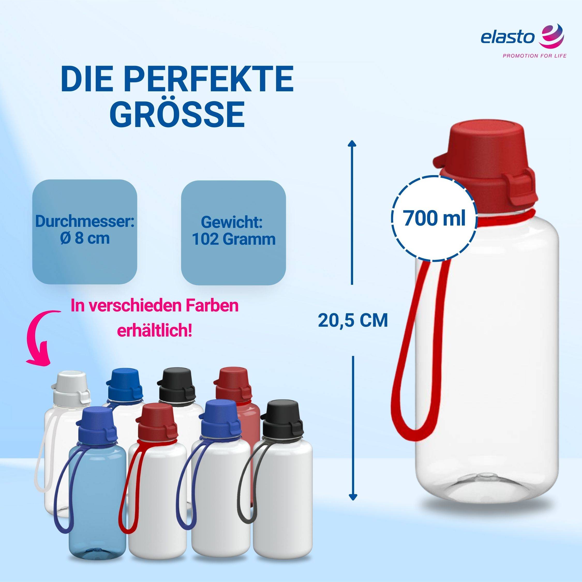 0,7 L Wasserflasche "School" Tritanflasche mit Trägerband