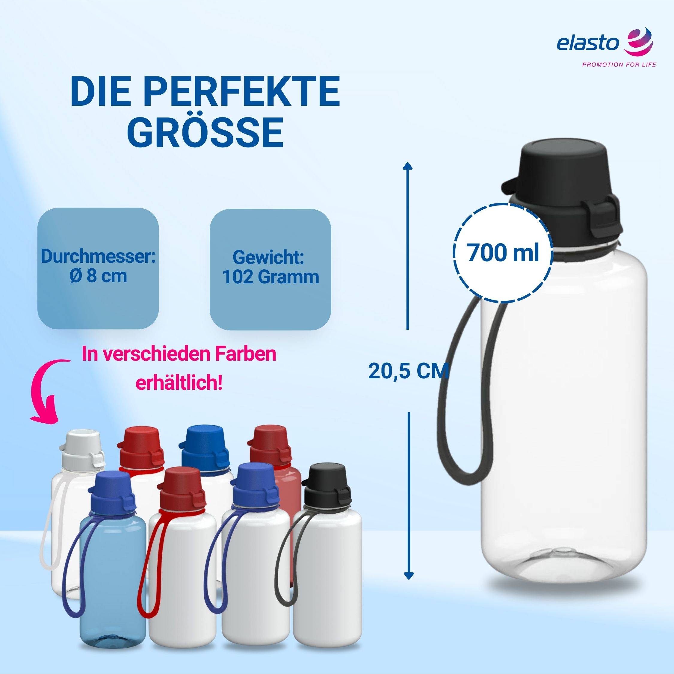 0,7 L Wasserflasche "School" Tritanflasche mit Trägerband