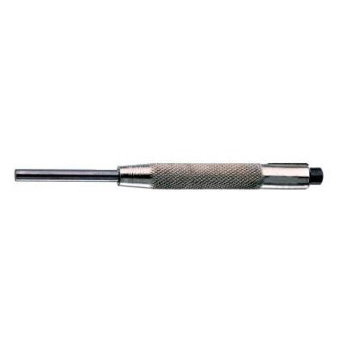 Ein Metallzentrierlocher mit gerilltem Griff und spitzer Spitze, der zum Kennzeichnen von Startpunkten auf Metall oder Holz verwendet wird.