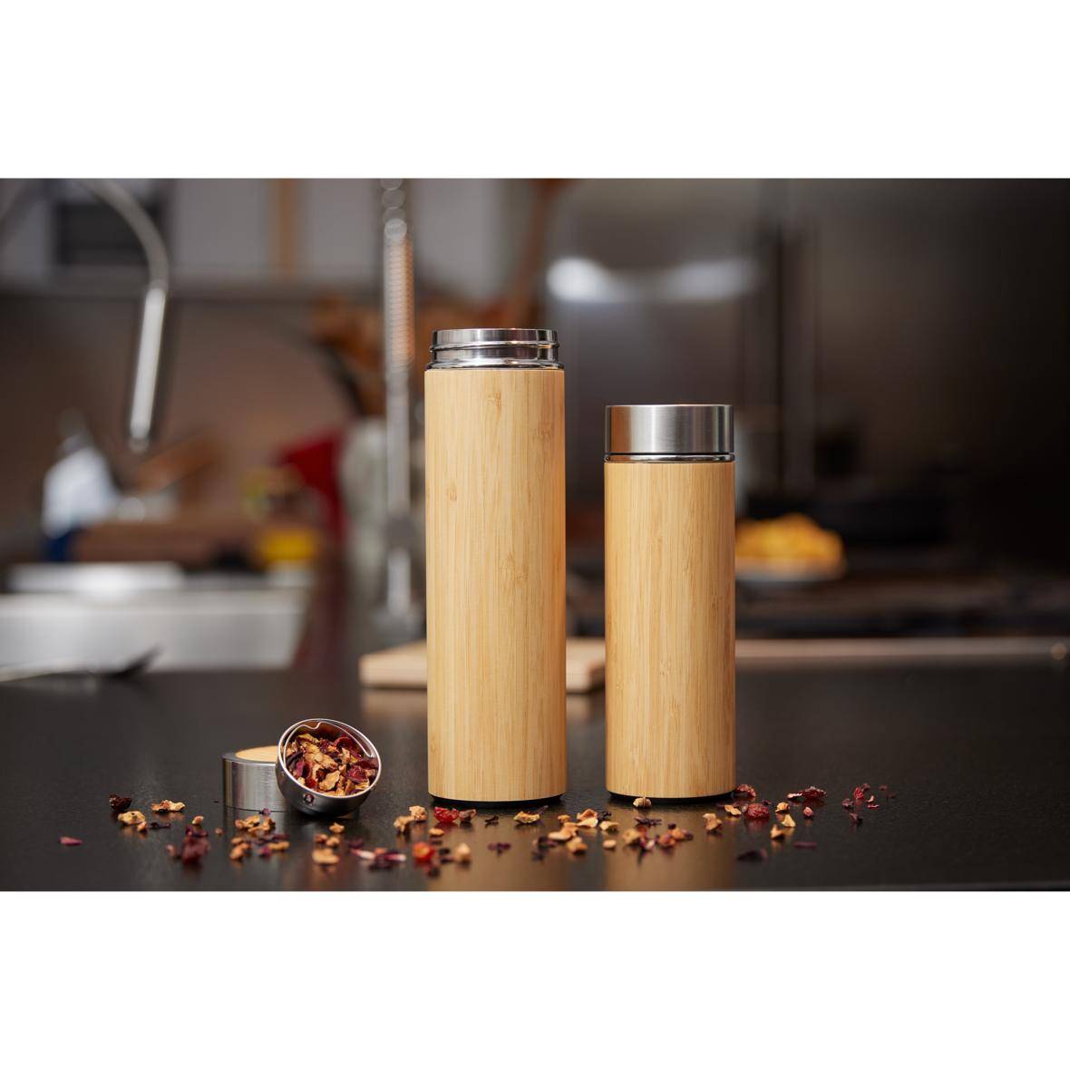 350 ml Vakuum Flasche "Bambus" doppelwandig inkl. Sieb