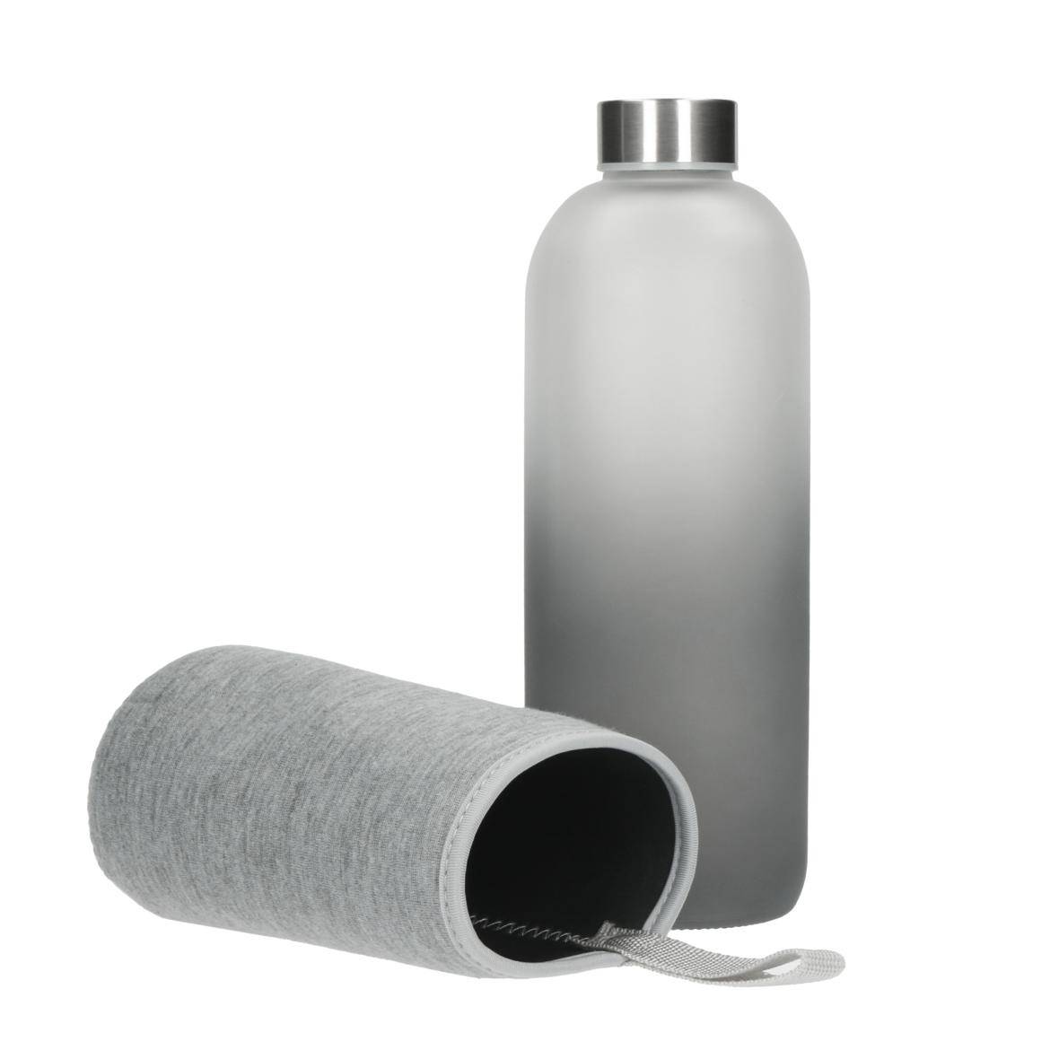 1000 ml Wasserflasche "Iced" aus Glas mit Hülle inkl. Deckel