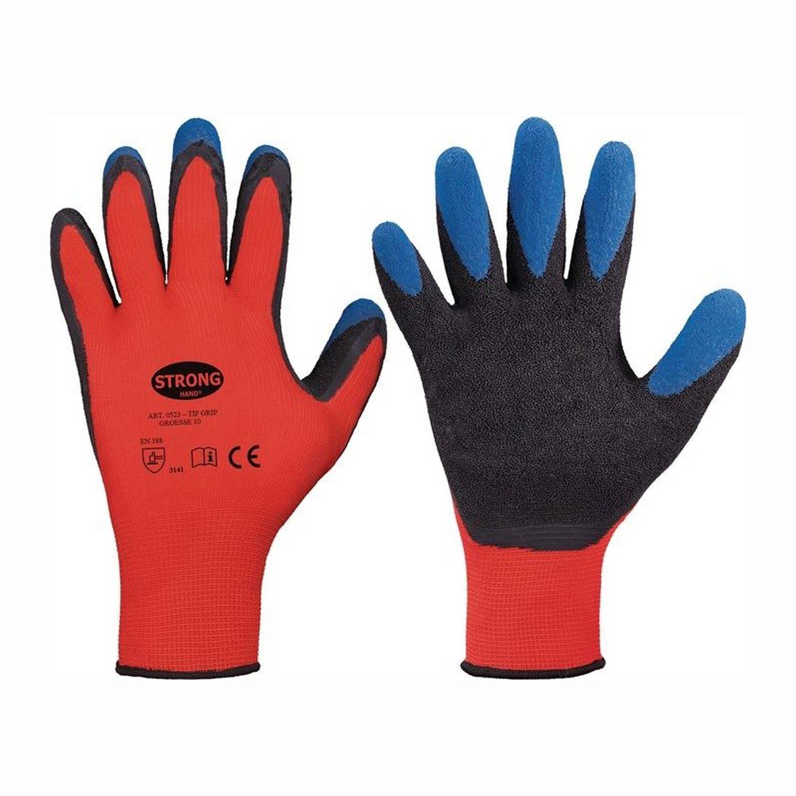 STRONGHAND Handschuhe Tip Grip rot / schwarz / blau EN 388 PSA II Gr. 9 - 0523-09H