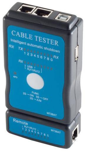 Kabeltester für Netzwerk und USB Kabel, RJ11, RJ12, RJ45, Auto-Scan, 1:1 Test, 9V
