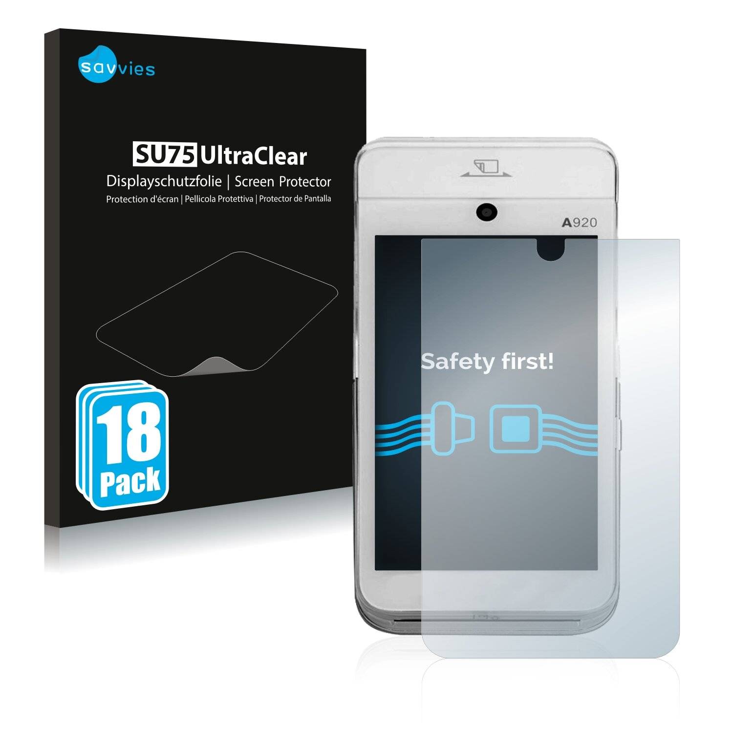 18x Savvies SU75 Displayschutzfolie für Concardis Mobile
