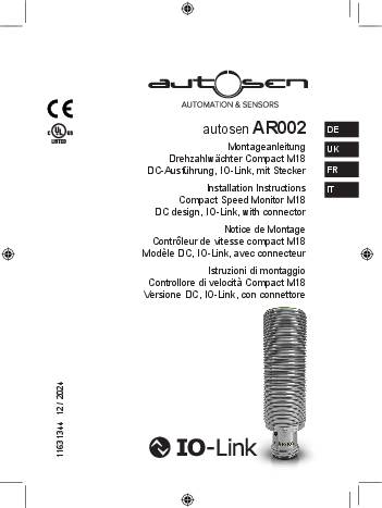 Drehzahlsensor mit IO-Link - M18x1 - M12,Kontakte vergoldet,4-Polig - AR002 - autosen