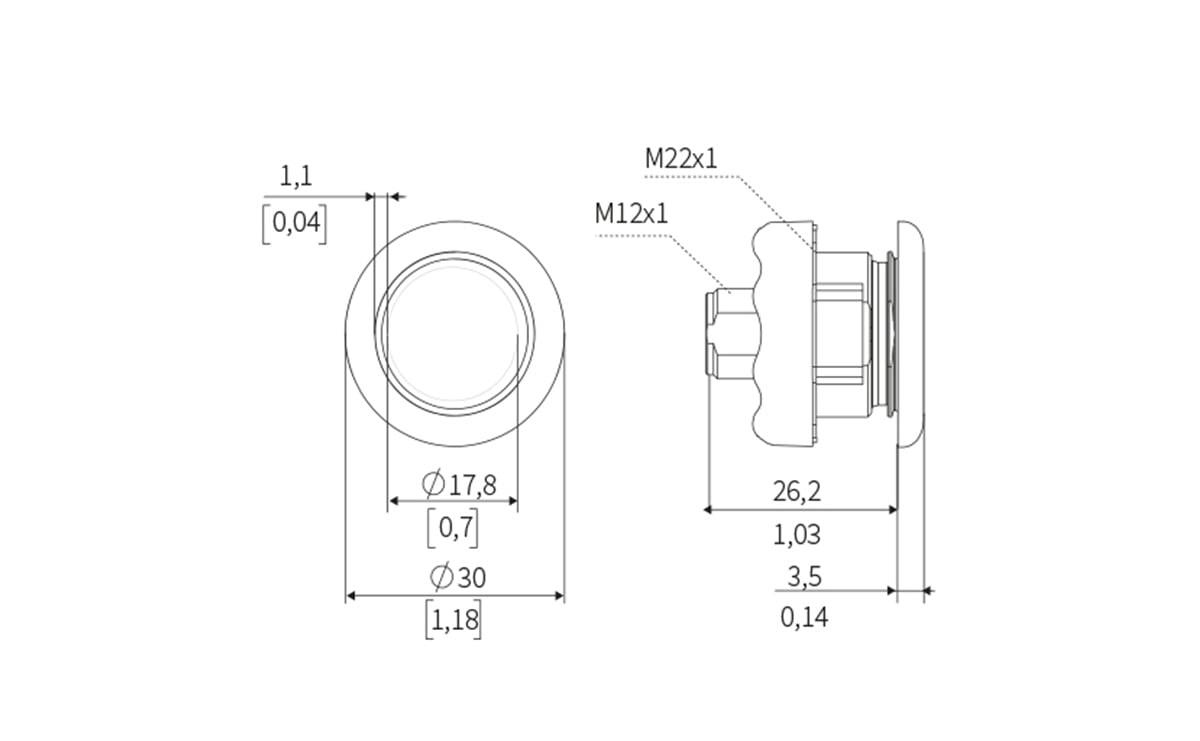 Kapazitiver Taster aus Edelstahl IP69K - AC954 - autosen