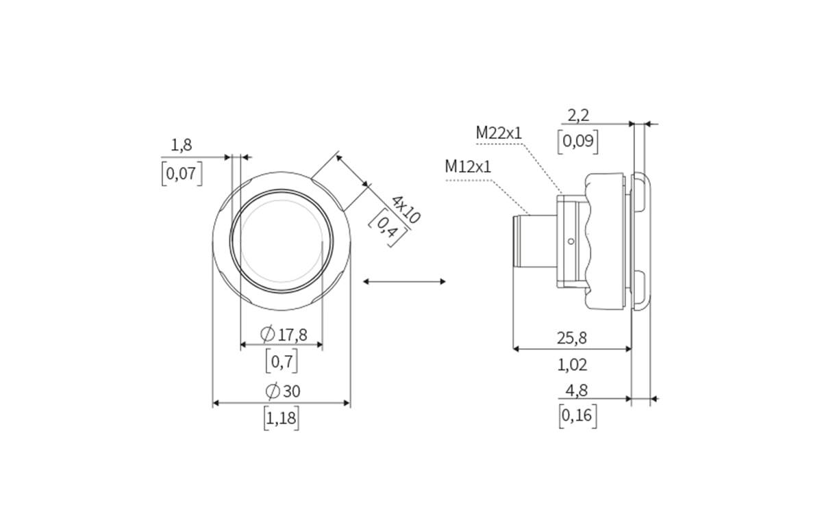 Kapazitiver Taster aus Kunststoff IP69K - AC903 - autosen
