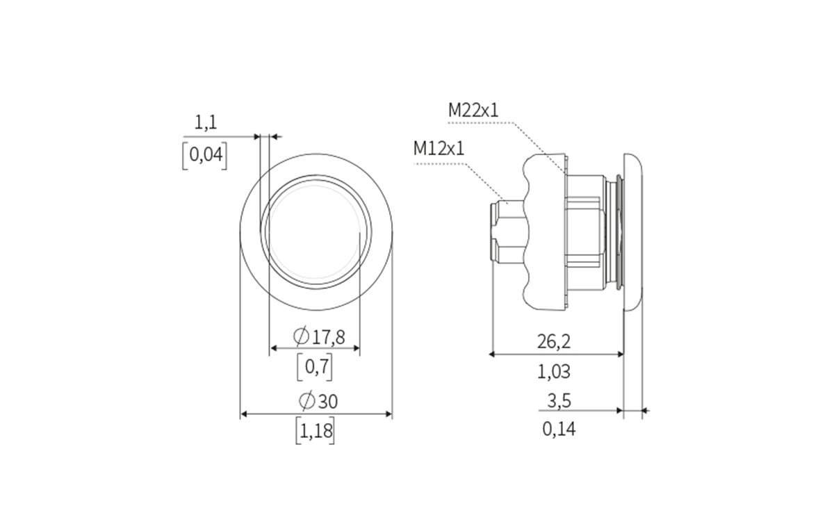 Kapazitiver Taster aus Edelstahl IP69K - AC952 - autosen