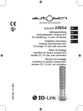 Drehzahlsensor mit IO-Link - M12x1 - M12,Kontakte vergoldet,4-Polig - AR004 - autosen