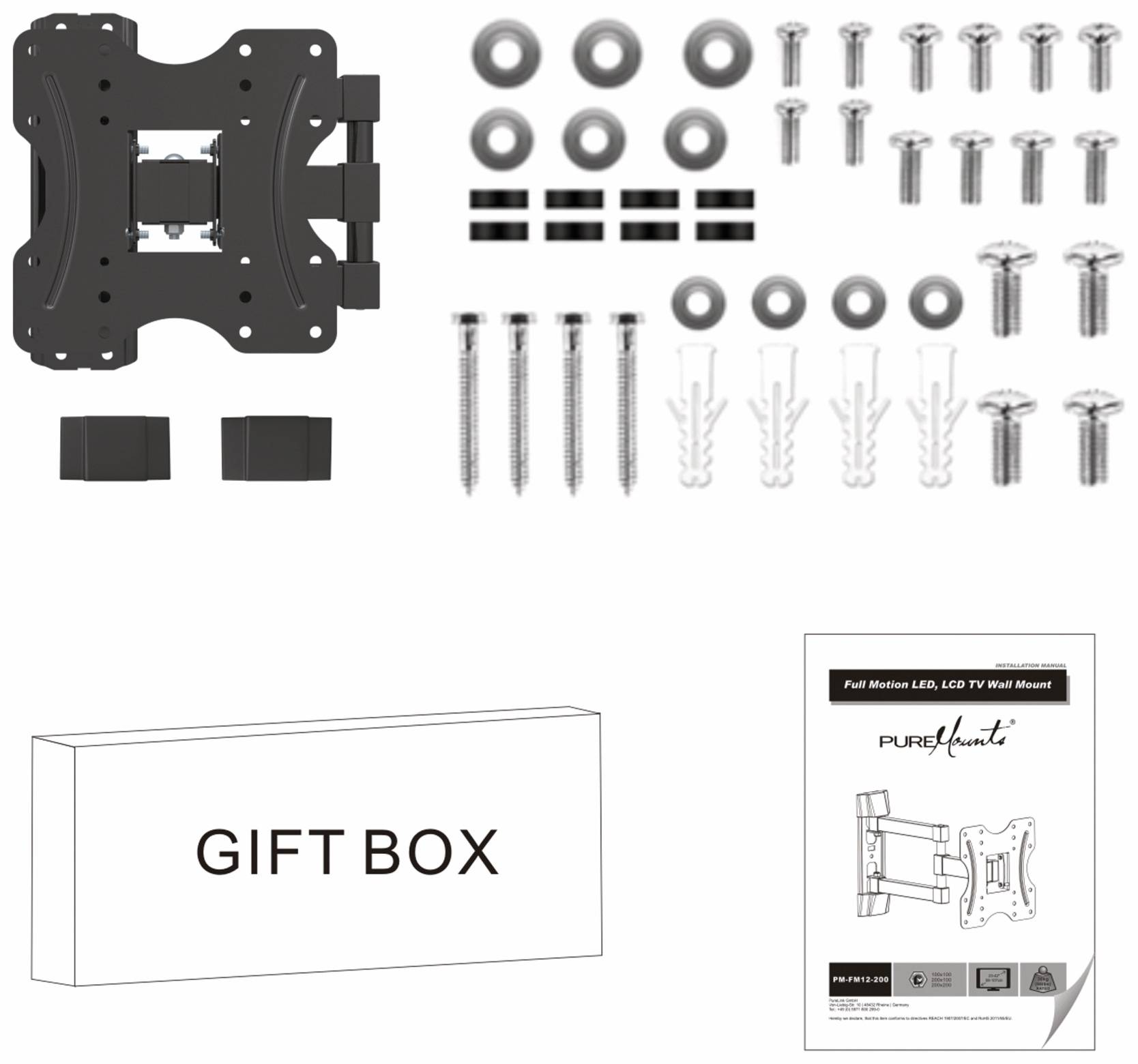 PUREMOUNTS TV-Wandhalter PM-FM12-200, VESA 200x200mm
