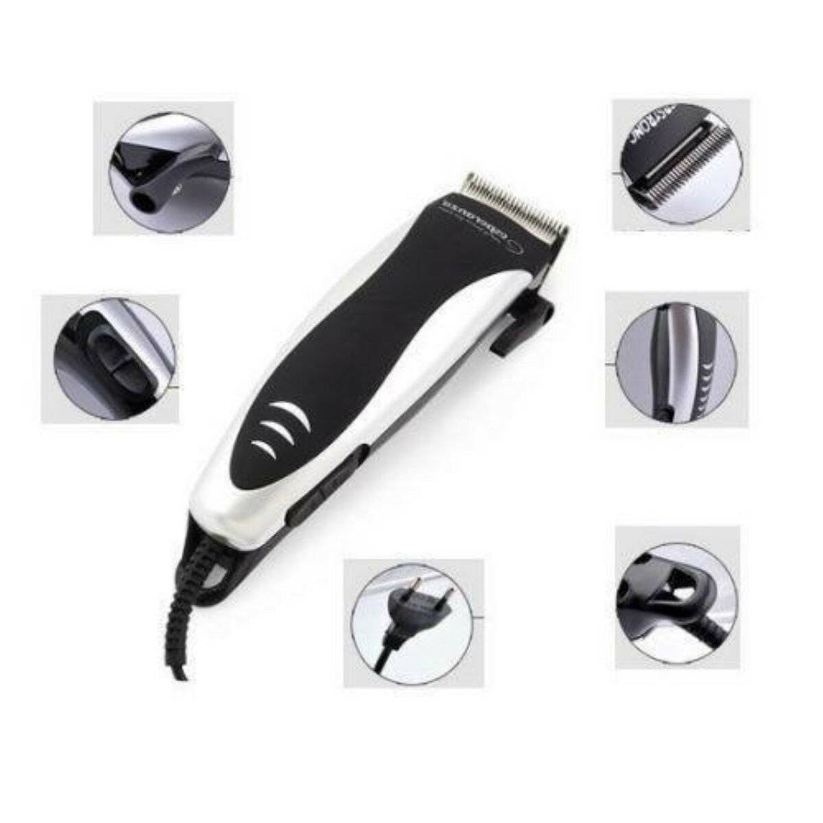 Haarschneidemaschine in Schwarz/Weiß Trimmer mit 4 austauschbaren Kämmen 10W