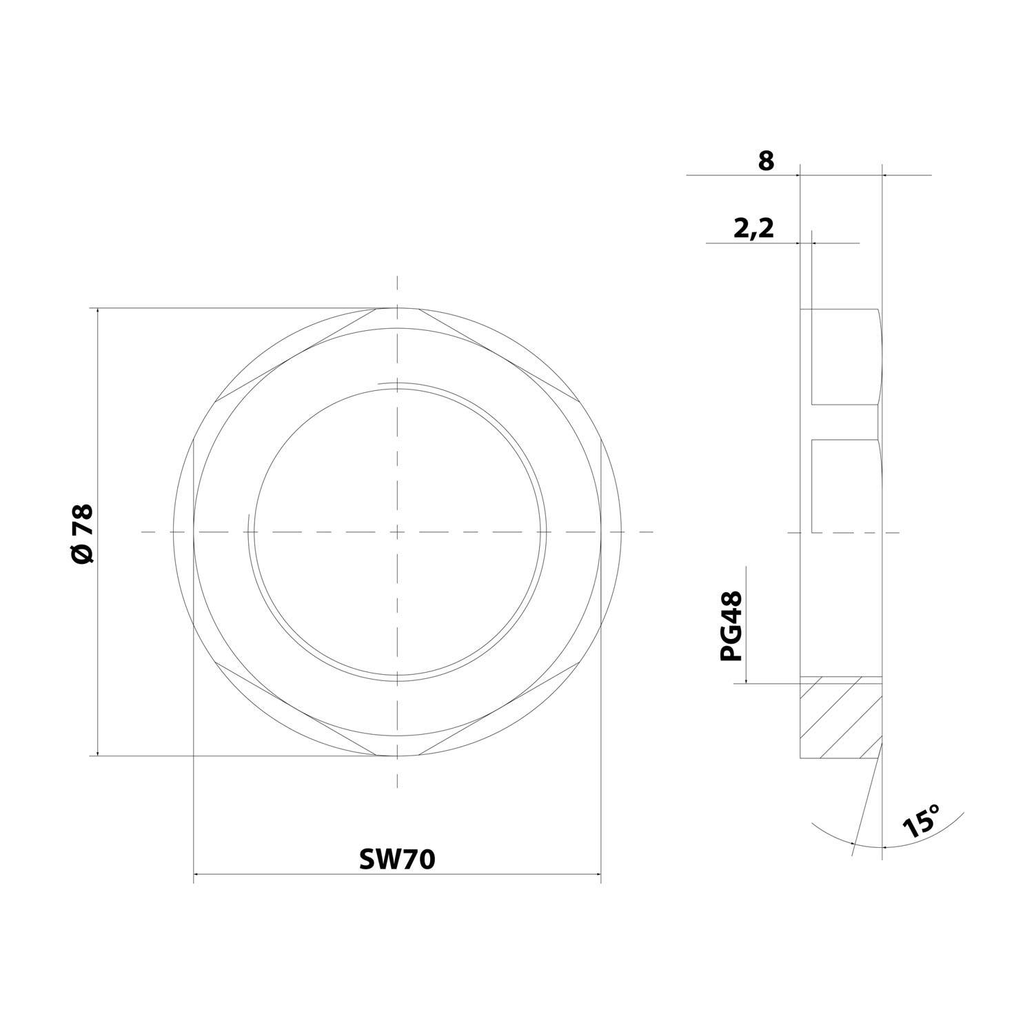 LAPP Gegenmutter PG48x1,588 GPA-48 Sechskant Polyamid (PA) Gewindelänge 8,0mm - 1 Stück