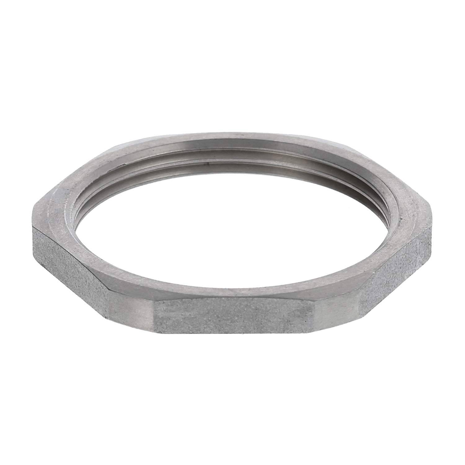 Ein graues Kunststoff-Klemmleistenblock von der Seite betrachtet, das sein schmales Profil und eine sichtbare orangefarbene Komponente oben zeigt.