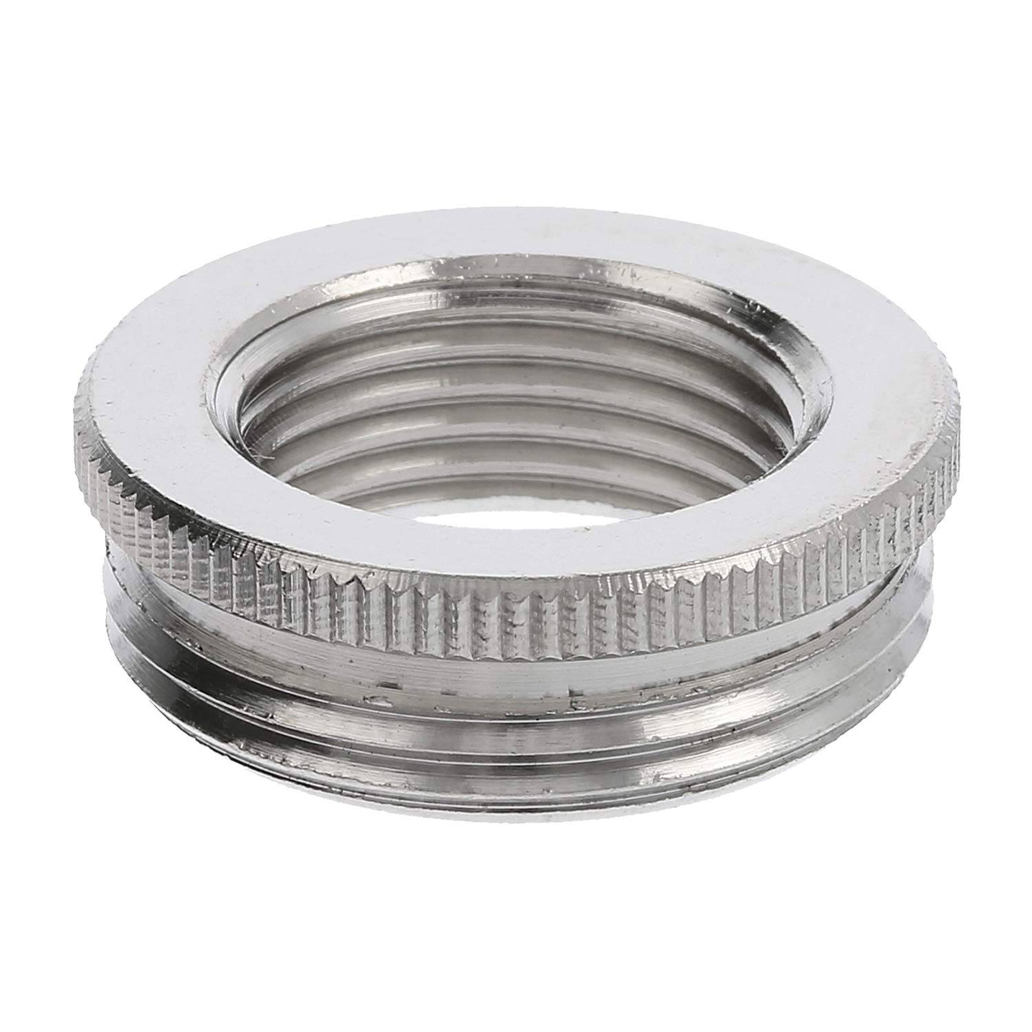 Ein metallischer Gewindering für Sanitärverbindungen, dargestellt vor einem einfachen weißen Hintergrund.