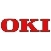 Rotes OKI-Wortmarkenlogo auf weißem Hintergrund.