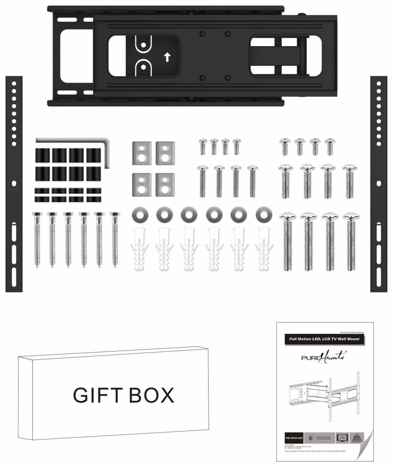 PUREMOUNTS TV-Wandhalter PM-FM30-400, VESA 400x400mm
