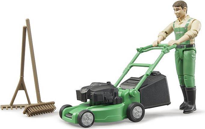 Bruder bworld Gärtner mit Rasenmäher und Gartengeräten (62103)