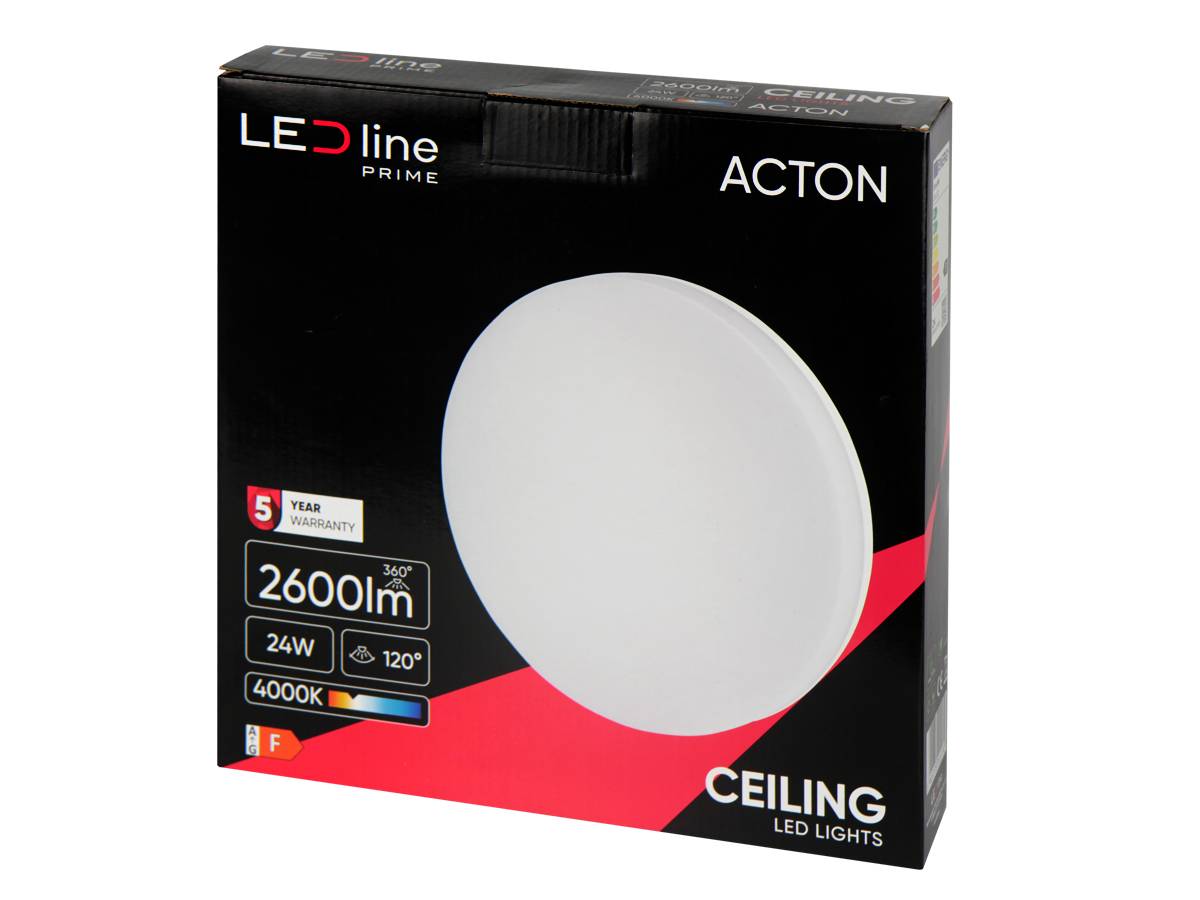 LED line PRIME ACTON Deckenlampe 24W 2600lm 4000K Neutralweiß SMD2835 IP54 Rund Weiß