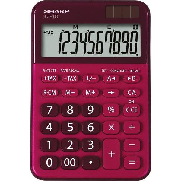 Tischrechner anzeigend EL-M335-RD Rot, 10 Stellen, Solar/Batterie