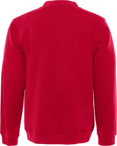Eine Person, die einen einfarbigen roten Pullover trägt, von hinten betrachtet. Der Pullover bedeckt ihre Schultern und Arme und zeigt eine glatte Stoffstruktur.