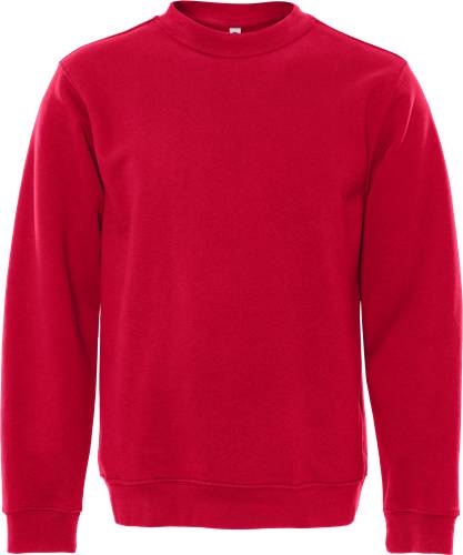 Roter Pullover, von vorne gegen einen einfarbigen Hintergrund präsentiert, der die Farbe und den Stil des Kleidungsstücks zeigt.