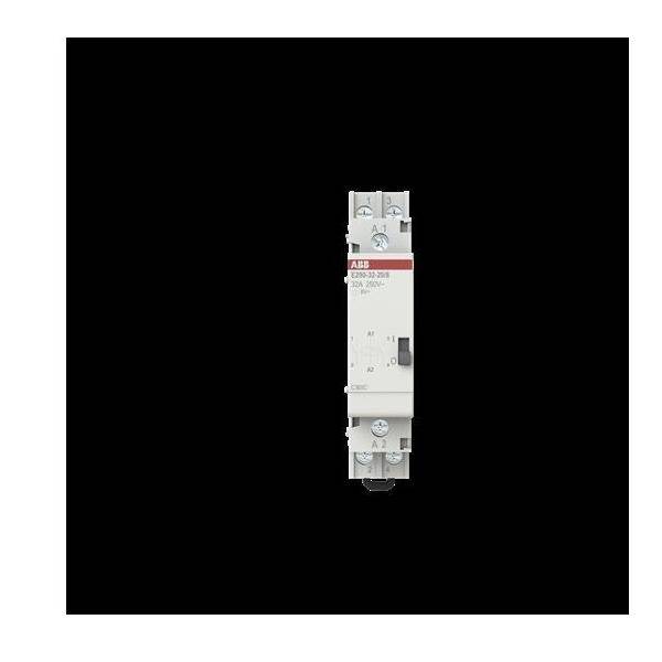Ein Leistungsschalter mit der Bezeichnung S201 B20 von ABB, der in vertikaler Position vor einem schwarzen Hintergrund gezeigt wird.